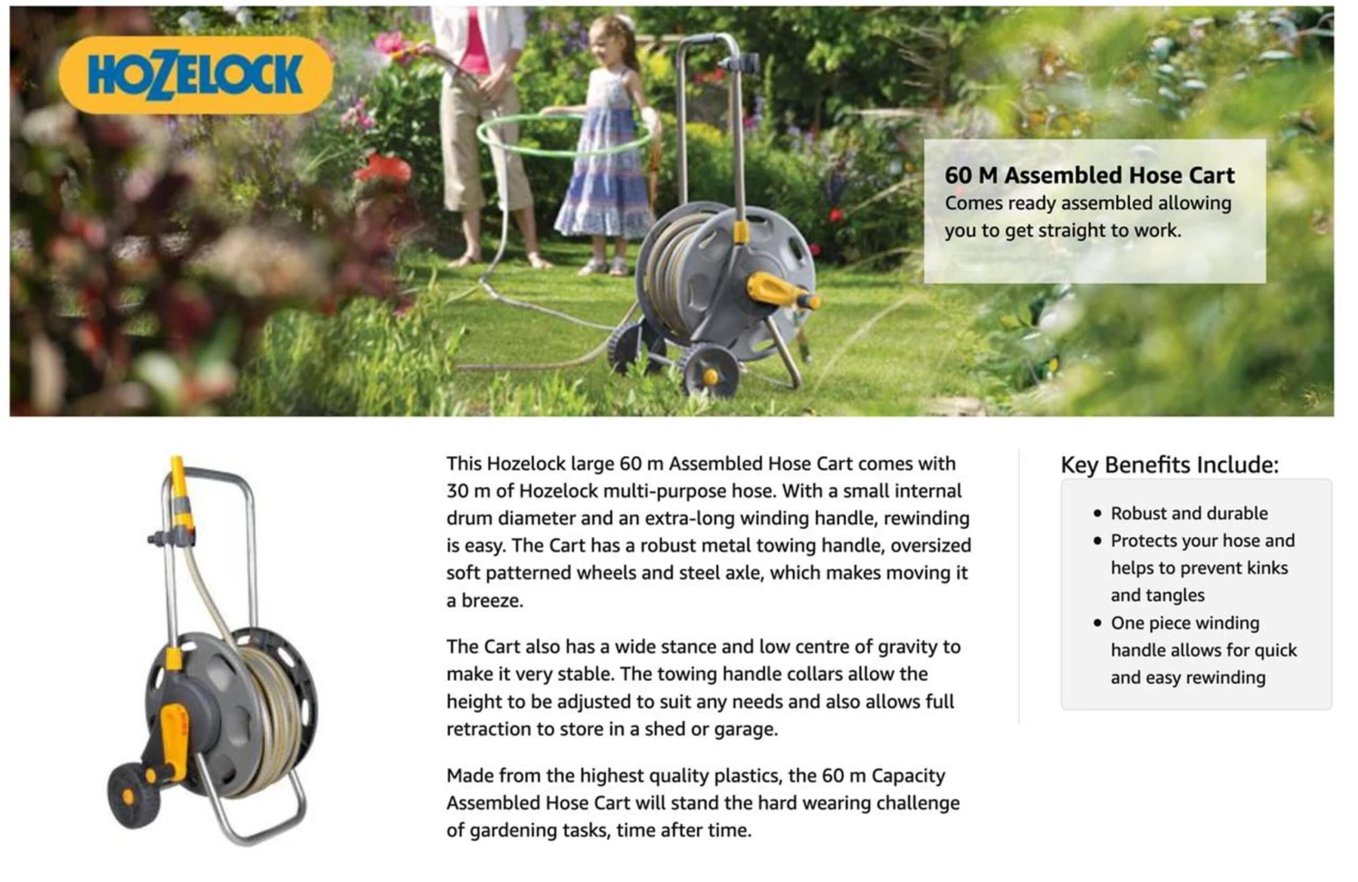 Hozelock 60m Assembled Hose Cart With 30m Hose 2434 - Image 4